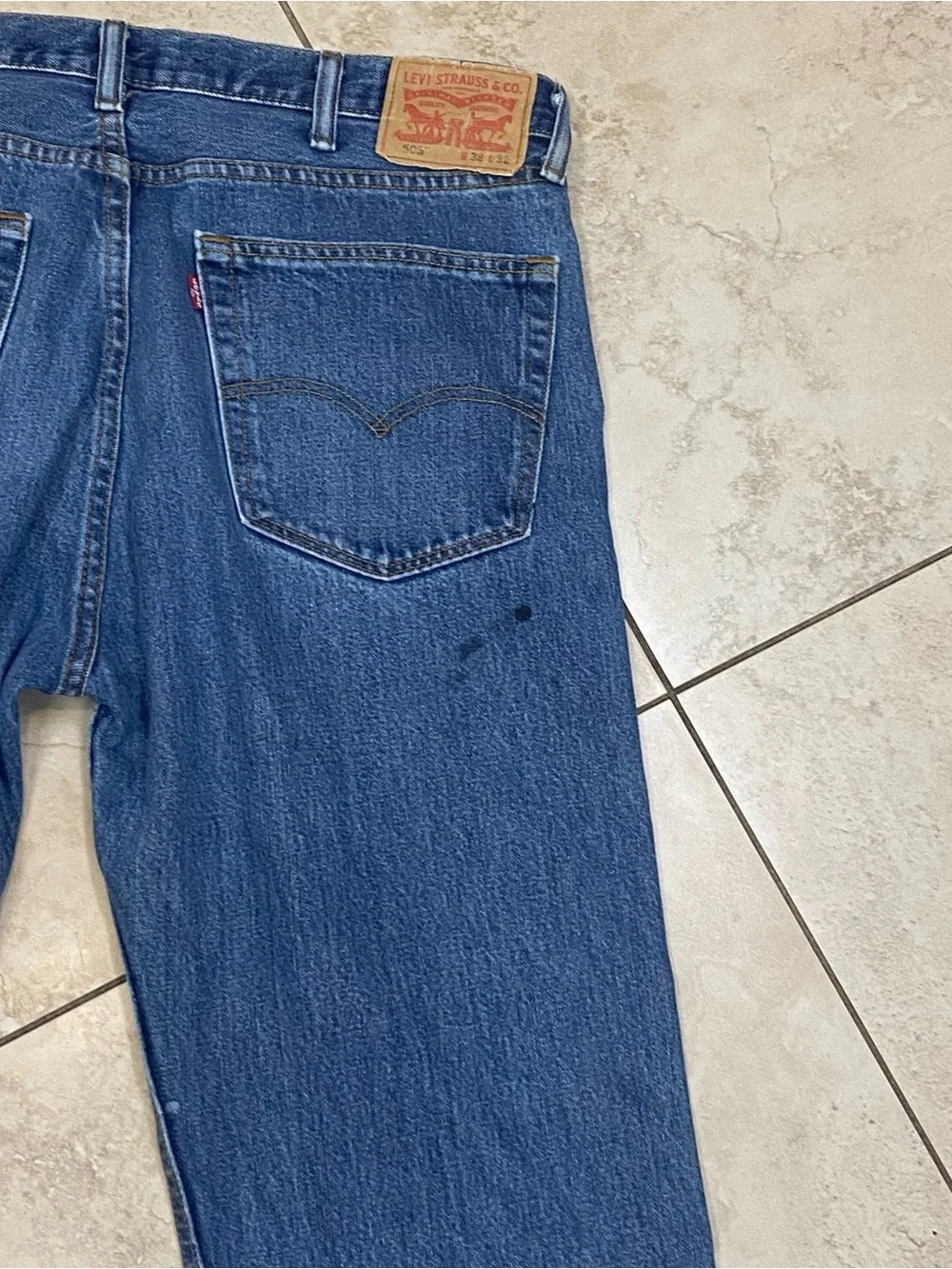 Classic Men's LEVIS 505 Blue Straight-Leg Jeans suspender button farmer hunting